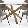 AGERBY Ś119 stół dąb + 4 KOKKEDAL krzesła szary aksamit