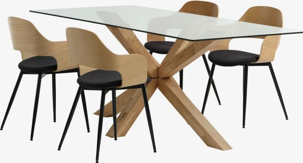 AGERBY D190 stół dąb + 4 HVIDOVRE krzesła dąb/czarny
