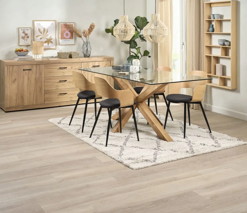 AGERBY D190 stół dąb + 4 HVIDOVRE krzesła dąb/czarny