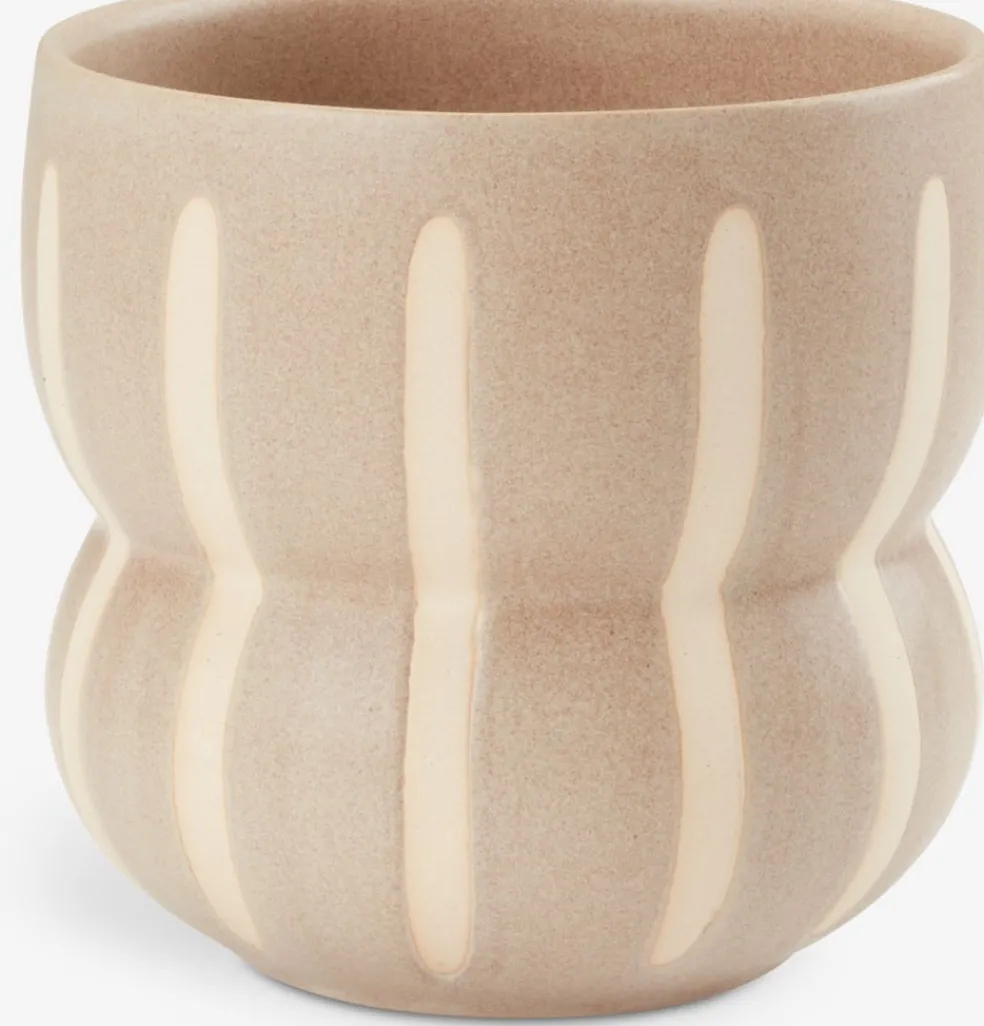 Doniczka JERRY Ś14xW13cm beżowy w linie