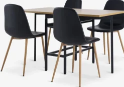 FOLDINGBRO D130 stół dąb + 4 JONSTRUP krzesła czarny/dąb