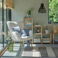 Fotel HUNDESTED naturalna biel tkanina/kolor dębu