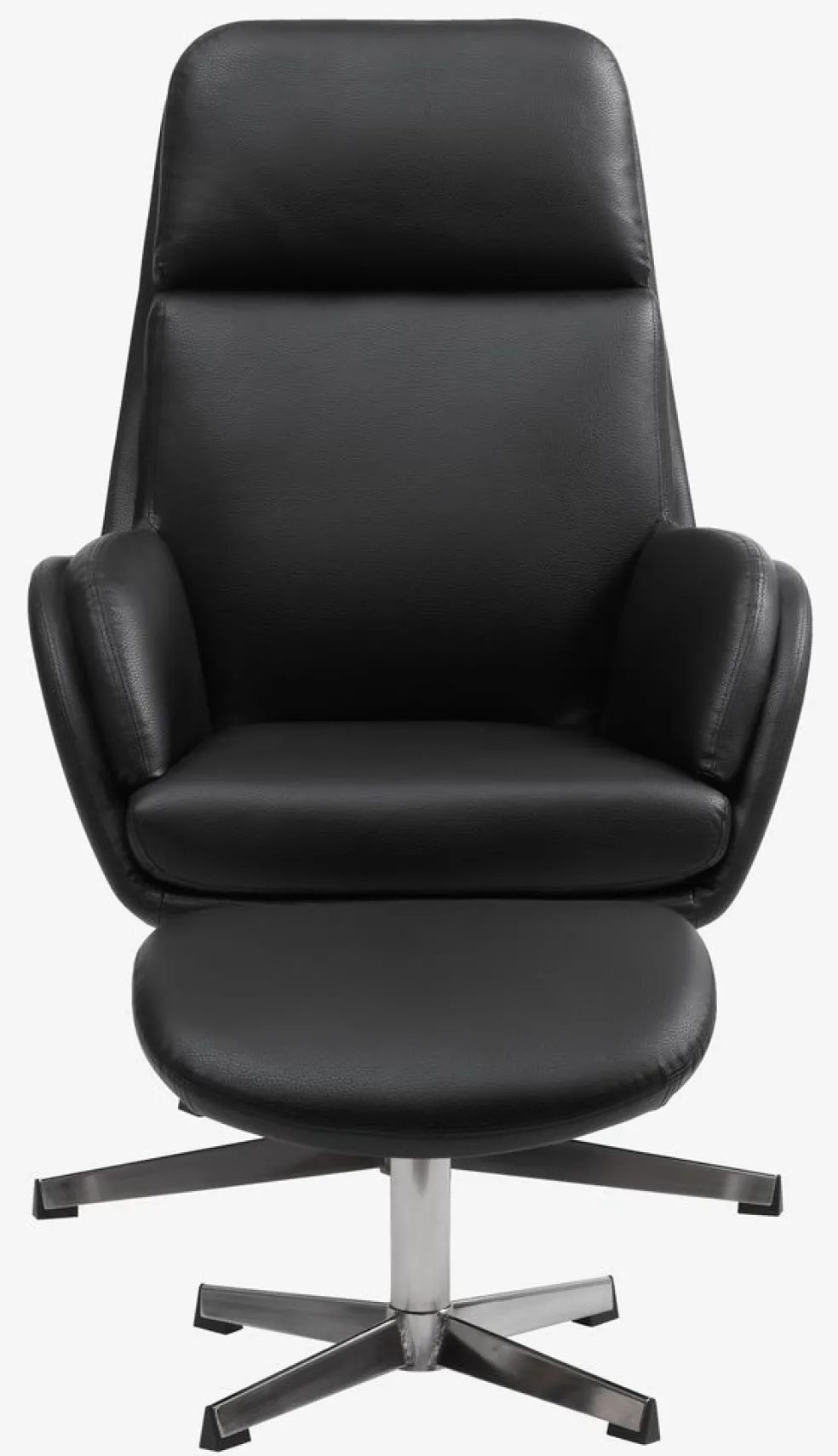 Fotel z podnóżkiem TANKEDAL czarny skóra ekologiczna