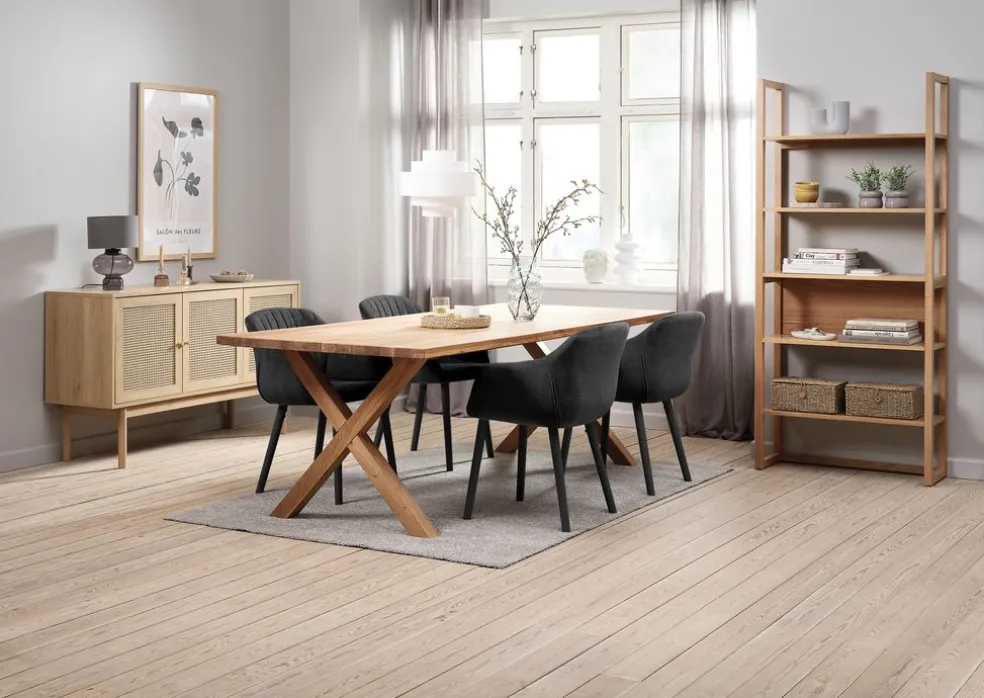 GRIBSKOV D230 stół dąb + 4 ADSLEV krzesła antracyt