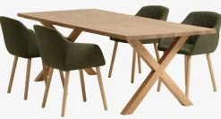 GRIBSKOV D230 stół dąb + 4 ADSLEV krzesła oliwkowy