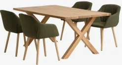GRIBSKOV D180 stół dąb + 4 ADSLEV krzesła oliwkowy