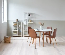 JEGIND Ś105 stół biały + 4 JONSTRUP koniak/dąb