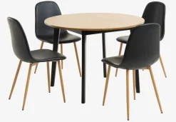 JEGIND Ś105 stół dąb + 4 JONSTRUP czarny/dąb