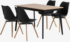 JEGIND D130 stół dąb/czarny + 4 KASTRUP krzesła czarny