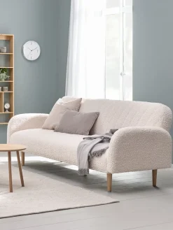 Kanapa rozkładana PARADIS naturalna biel boucle/kolor dębu