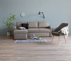 Kanapa z szezlongiem MARSLEV jasnoszary tkanina