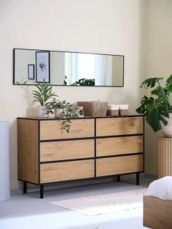 Komoda 3+3 szuflady ODENSE kolor dębu/czarny