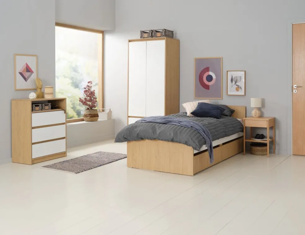 Komoda BILLUND 3 szuflady biały/dąb