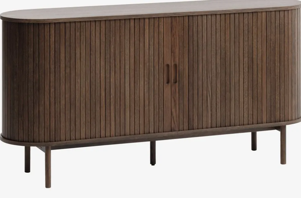 Kredens LYNGVIG 160 cm 2 drzwi roletowe ciemny dąb