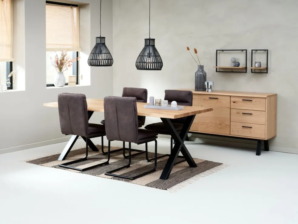 Kredens SANDBY 2 drzwi + 3 szuflady naturalny dąb/czarny