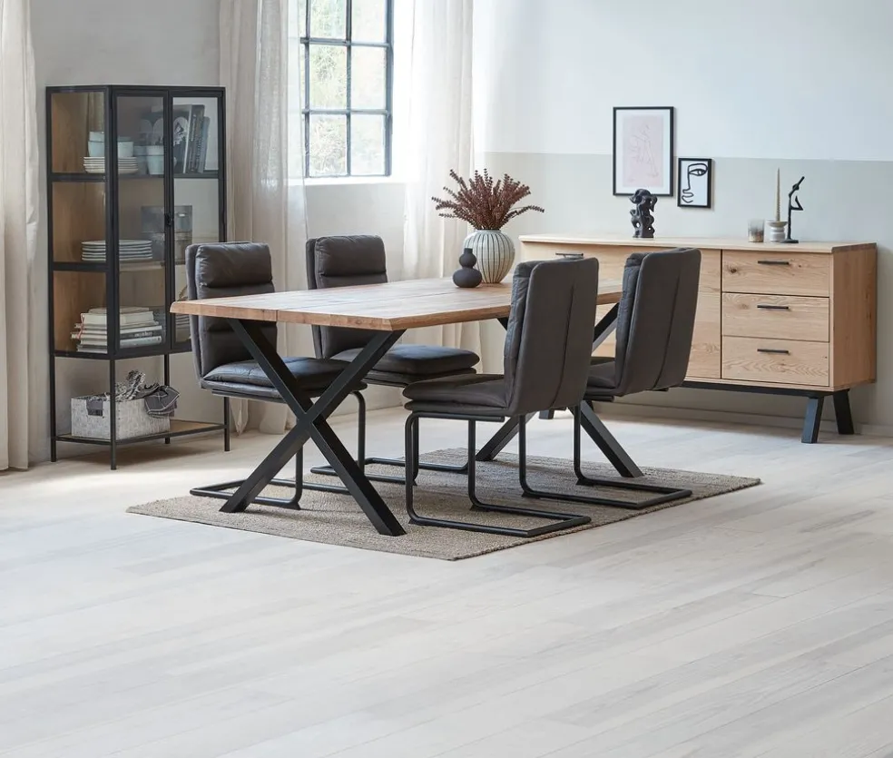 Kredens SANDBY 2 drzwi + 3 szuflady naturalny dąb/czarny