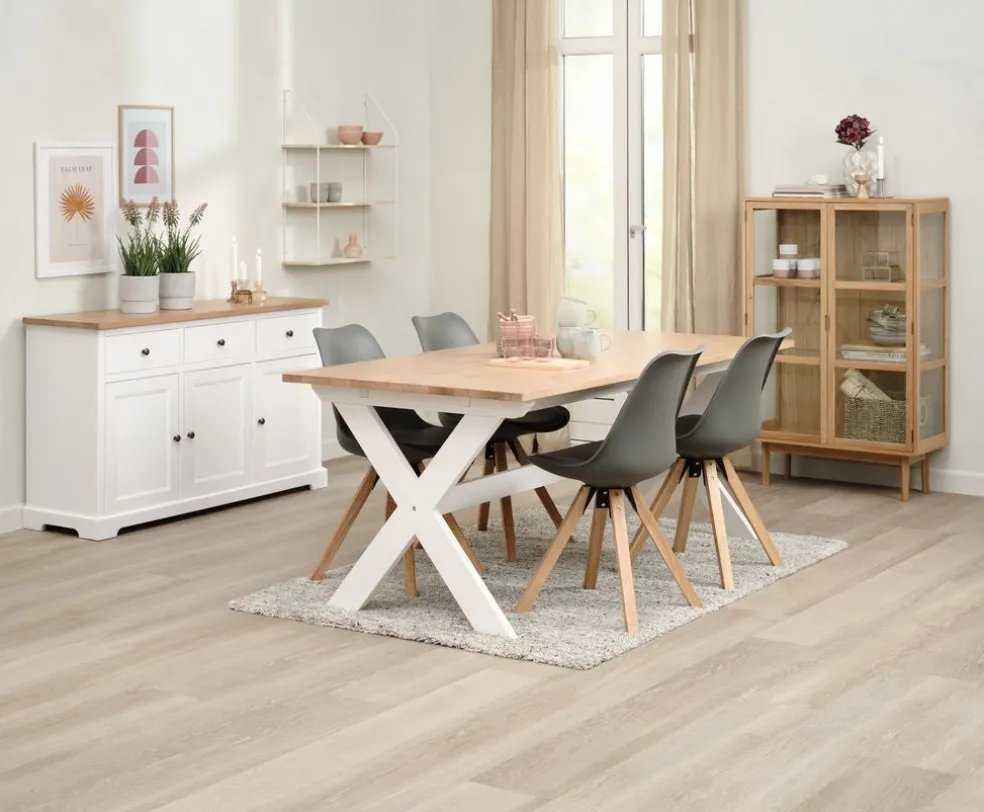 Kredens VISLINGE 3 drzwi 3 szuflady naturalny/biały