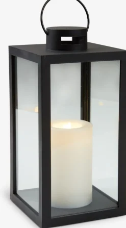 Latarnia GEFJON S13xD13xW26cm czarny ze świecą LED