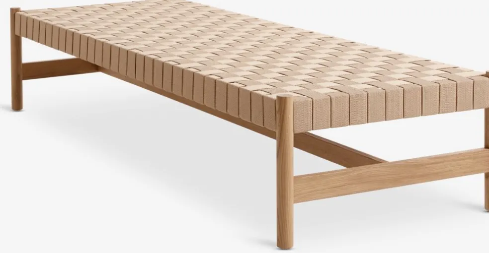 Leżanka VADEHAVET 189x67 naturalny tkanina/dąb