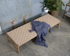 Leżanka VADEHAVET 189x67 naturalny tkanina/dąb