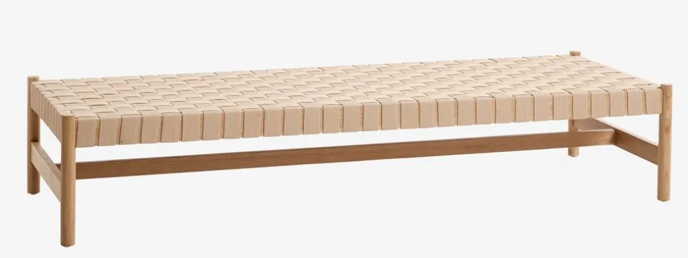 Leżanka VADEHAVET 189x67 naturalny tkanina/dąb