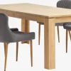 LINTRUP D190/280 stół dąb + 4 PEBRINGE szary aksamit