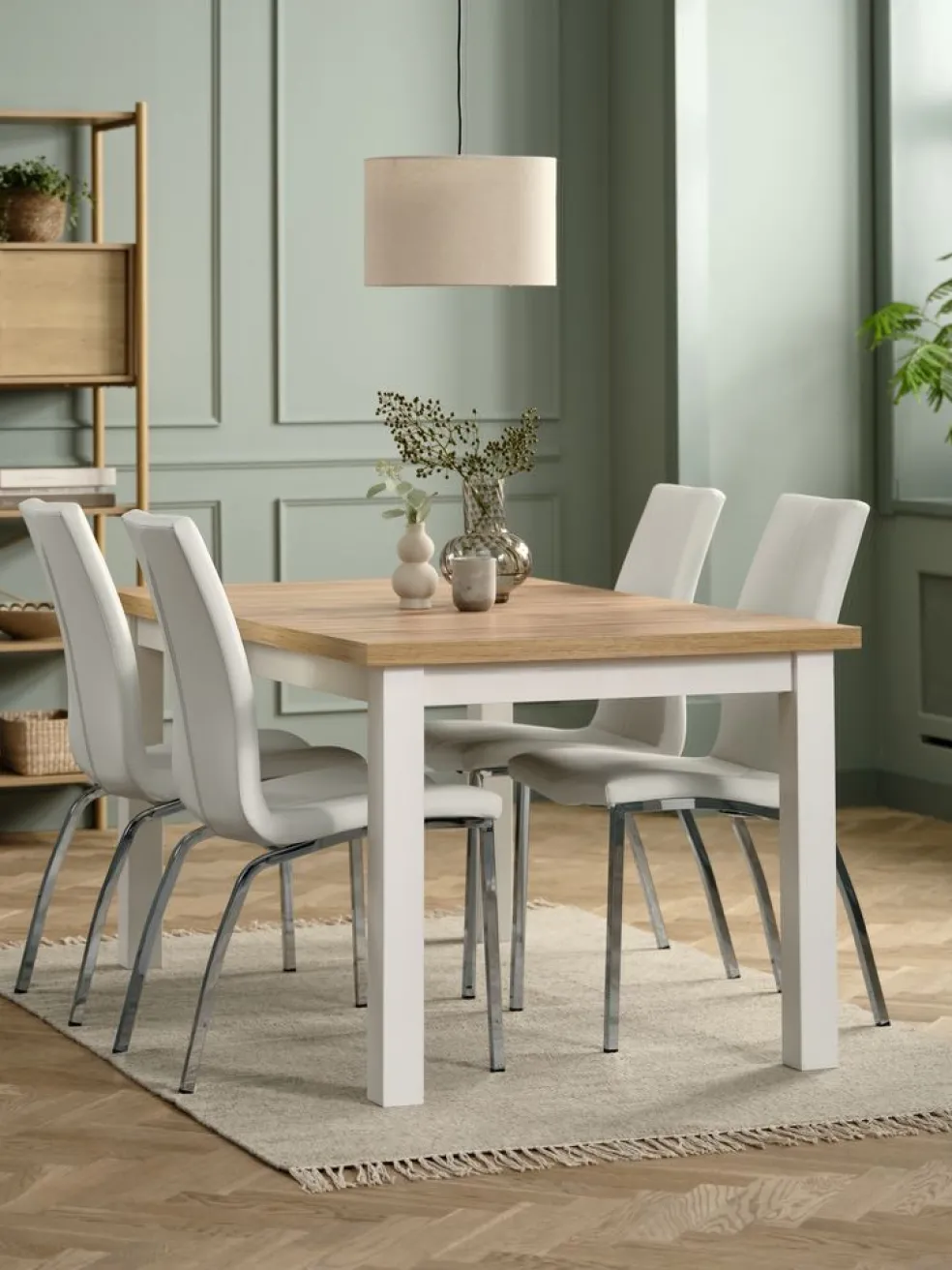 MARKSKEL D150/193 stół + 4 HAVNDAL krzesła biały