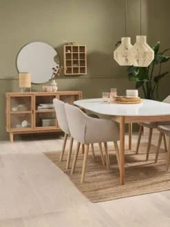 MARSTRAND Ś110 stół biały + 4 ADSLEV krzesła beżowy