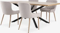 NORTOFT D200 stół dąb + 4 BELLINGE krzesła piaskowy/dąb
