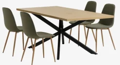 NORTOFT D200 stół dąb + 4 BISTRUP krzesła oliwkowy