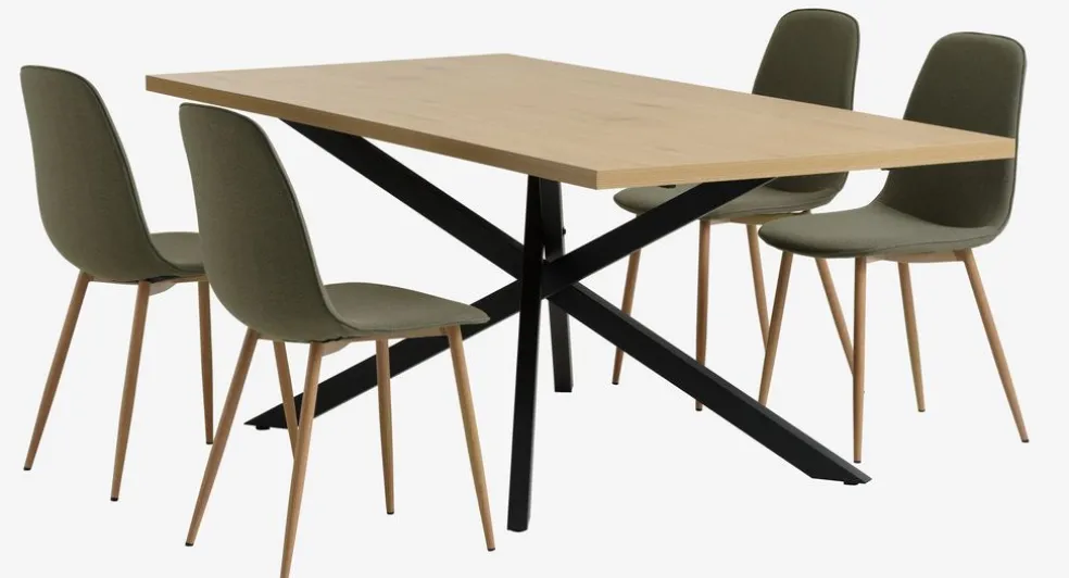 NORTOFT D200 stół dąb + 4 BISTRUP krzesła oliwkowy