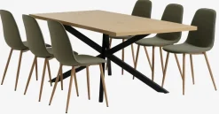 NORTOFT D200 stół dąb + 4 BISTRUP krzesła oliwkowy
