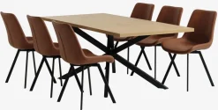 NORTOFT D200 stół dąb + 4 HYGUM krzesło koniak
