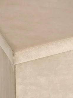 Pufa AUNING 38x38 ze schowkiem ciemnopiaskowy aksamit