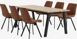 SKOVLUNDE D200 stół natural dąb+4 HYGUM krzesła koniak