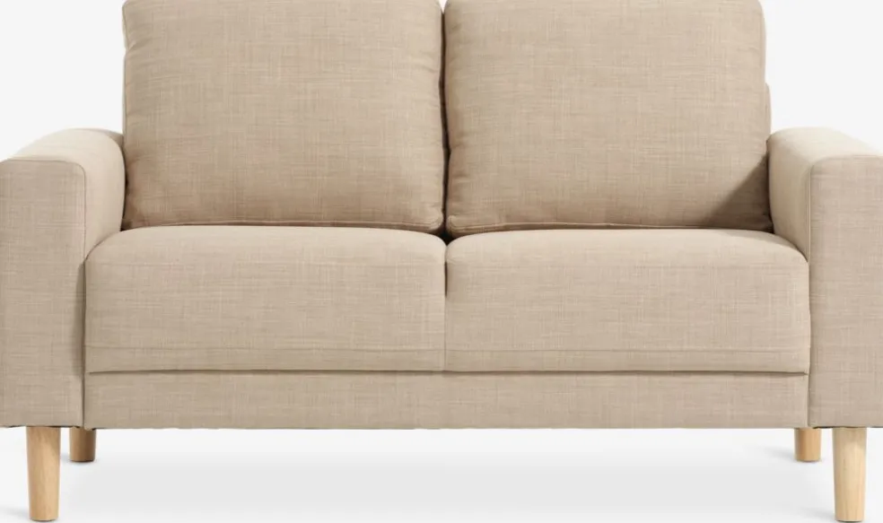 Sofa EGENSE 2-miejscowa tkanina piaskowy/kolor dębu