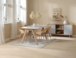 Stół EGEBJERG 90x160/250 jasnoszary/dąb