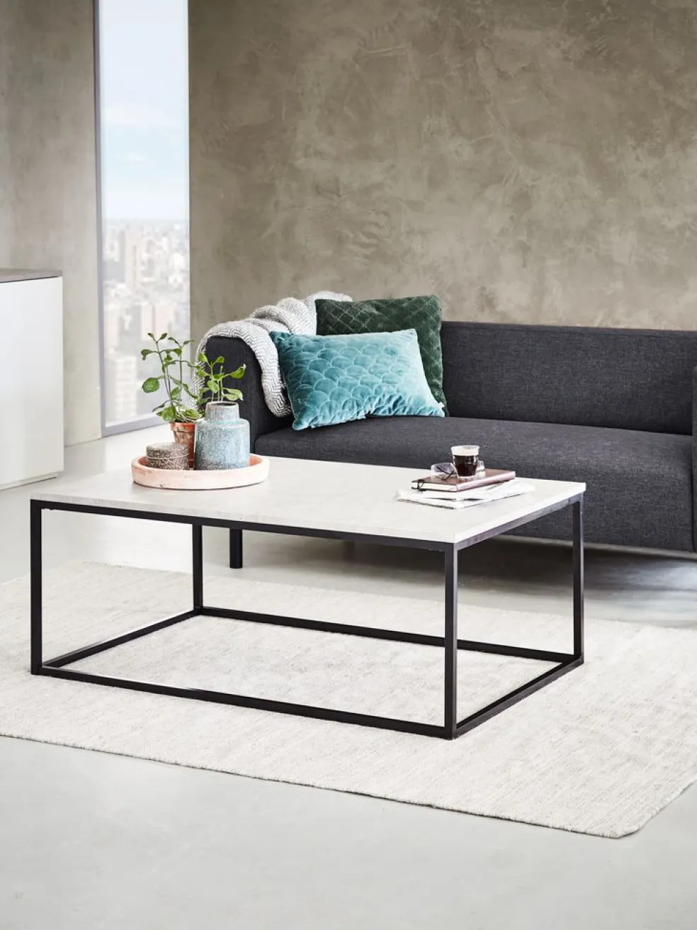 Stolik kawowy DOKKEDAL 75x115 kolor betonu