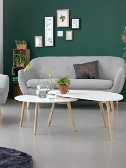 Stolik kawowy LEJRE 60x120cm biały/dąb