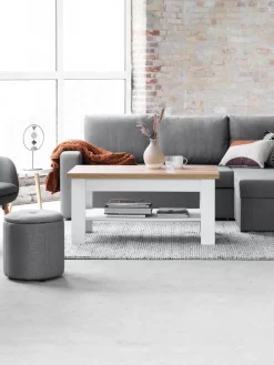 Stolik kawowy MARKSKEL 60x110 biały/dąb