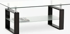 Stolik kawowy NYBORG 60x110 1 półka czarny/szkło