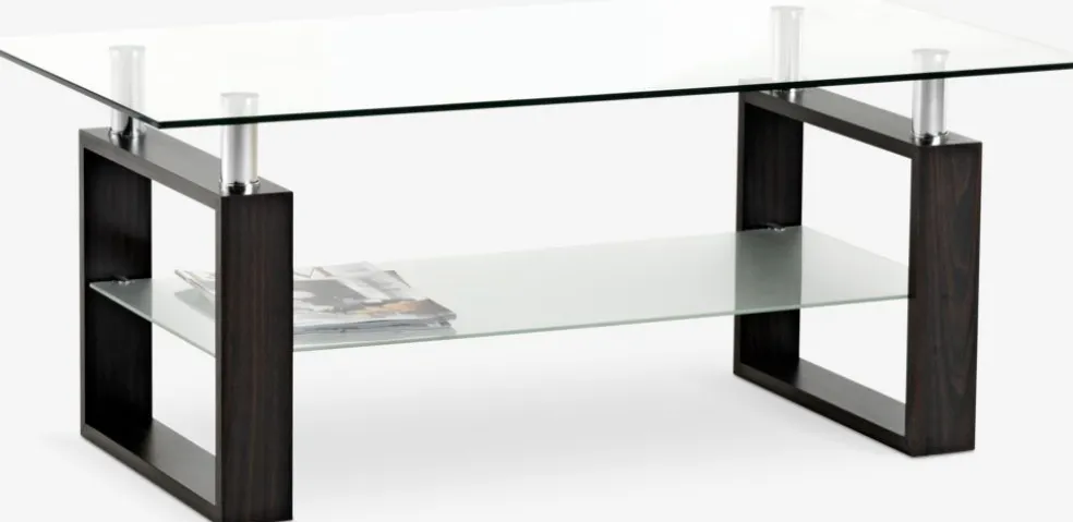 Stolik kawowy NYBORG 60x110 1 półka czarny/szkło