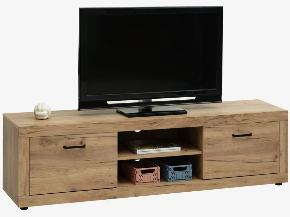 Stolik TV LINTRUP 2 drzwi naturalny kolor dębu