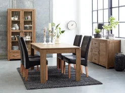 VEDDE D160 stół dąb dziki + 4 BAKKELY krzesło brąz