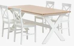 VISLINGE D190 stół natural + 4 EJBY krzesła biały