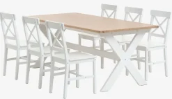 VISLINGE D190 stół natural + 4 EJBY krzesła biały