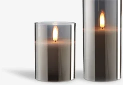 Świeca LED KLAUS Ś8xW15cm szary