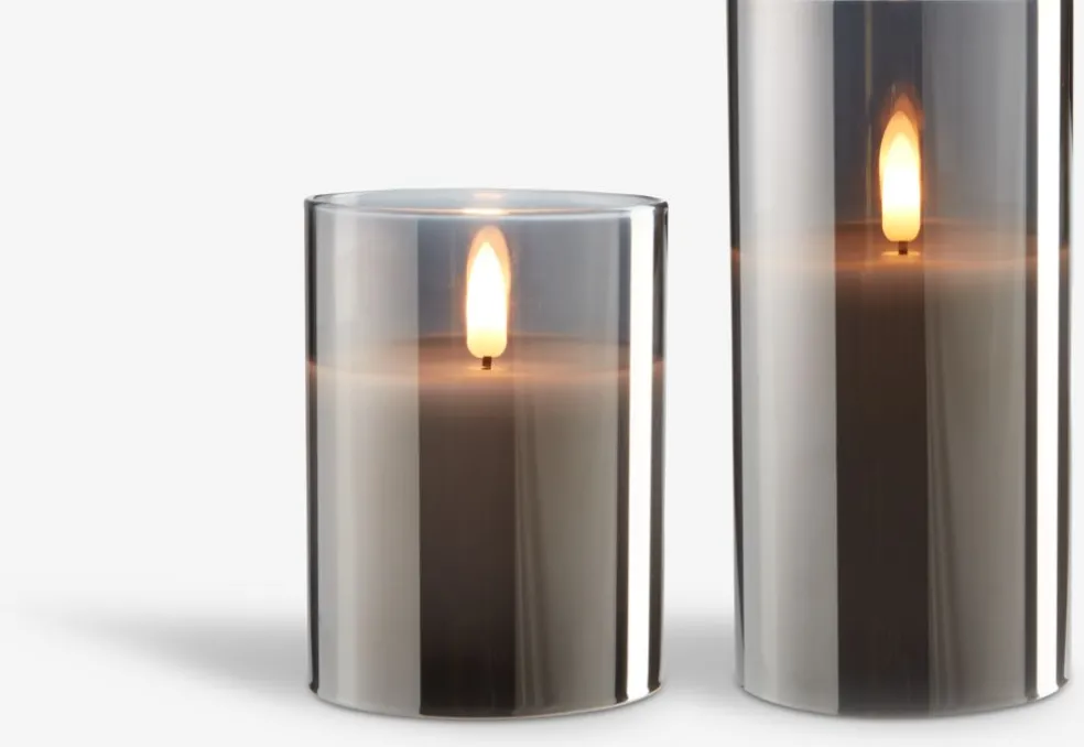 Świeca LED KLAUS Ś8xW15cm szary