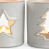 Świecznik PERLE Ś8xW8cm kamionka biały mix