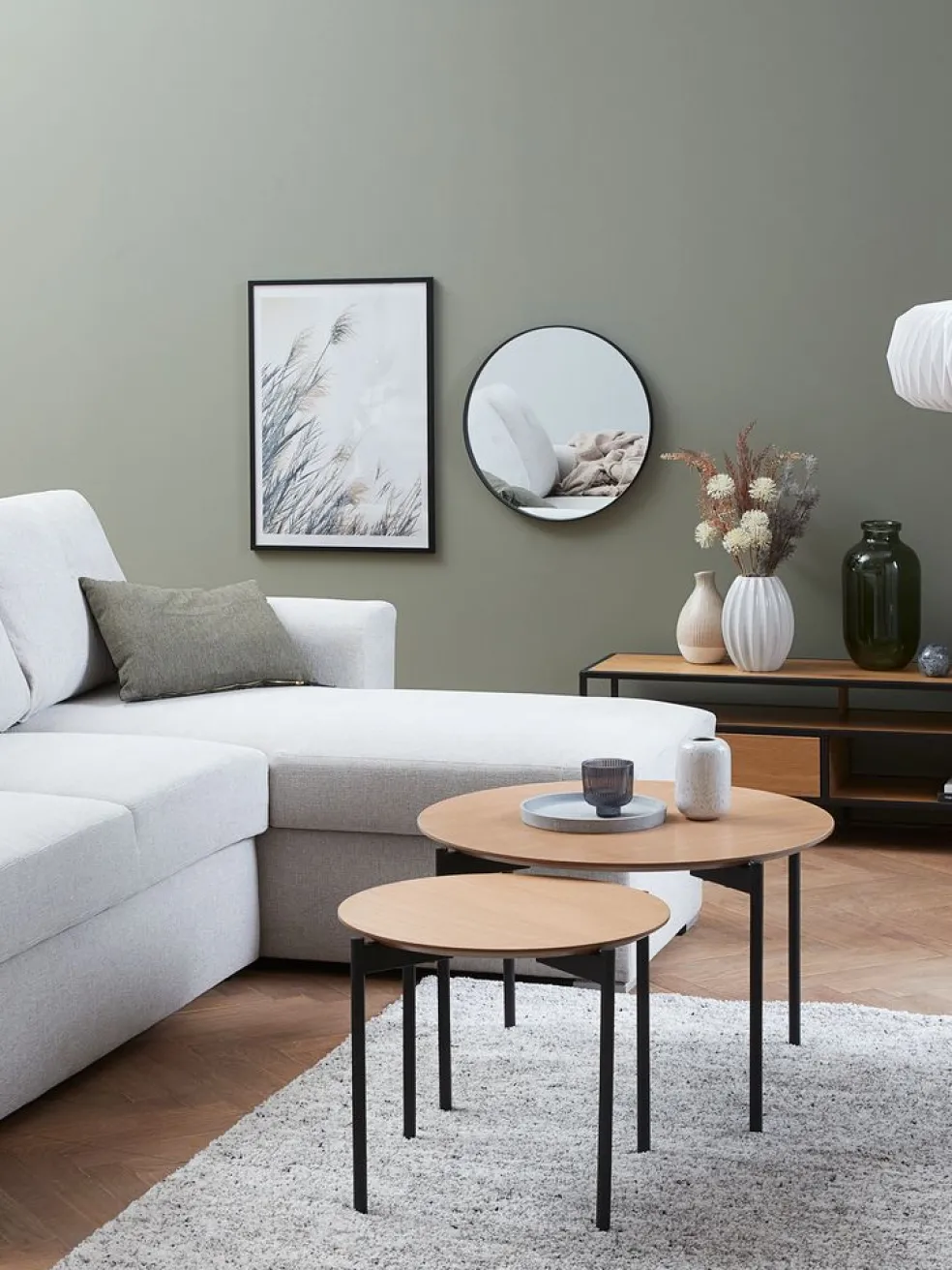 Zestaw stolików BRABRAND Ś70/50 naturalny/czarny 2 szt.